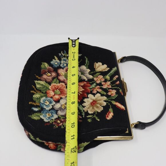 Anton Moritz New York Vintage Custom Bags Needlepoint Handbag Black Floral - Picture 8 of 8